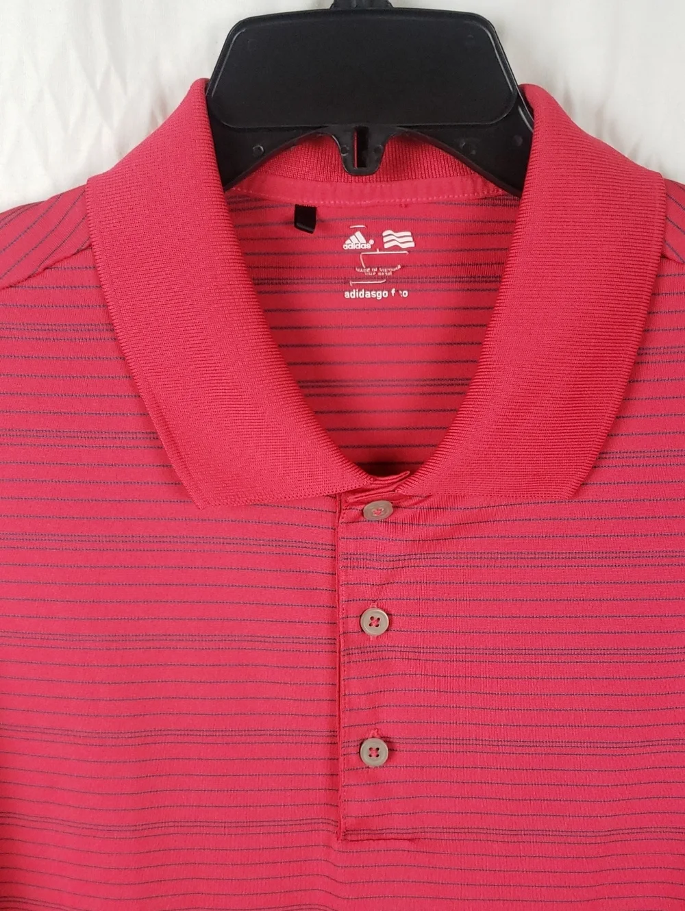 Adidas Men’s 2XL Red Striped Polo Golf Shirt